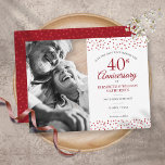 Ruby Hearts Save the Date Foto zum 40. Jubiläum Ankündigungspostkarte<br><div class="desc">Mit feinen,  rubinfarbenen Herzen Konfetti können Sie mit Ihrem besonderen Foto und vierzig Jahre ruby Jubiläum Save the Date Informationen in schicken Schriften personalisieren. Entwickelt von Thisisnotme©</div>