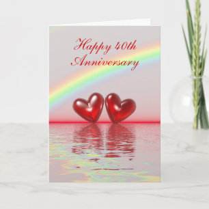Ruby Hearts (Tall) zum 40. Jahrestag Karte
