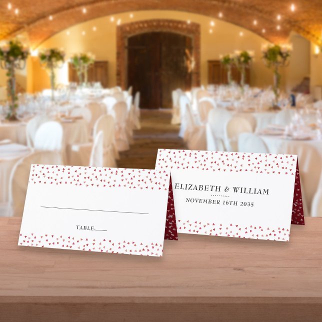 Ruby Hearts zum 40. Hochzeitstag Platzkarte (40th Wedding Anniversary Ruby Hearts Place Card)