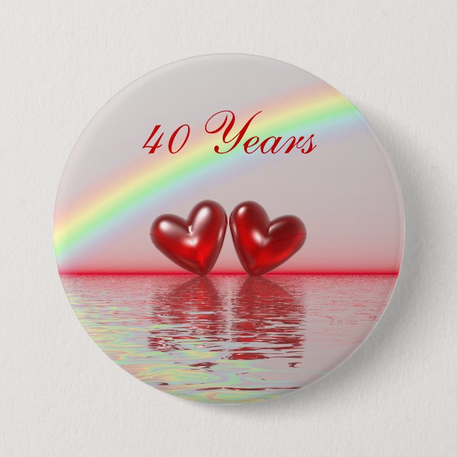 Ruby Hearts zum 40. Jahrestag Button (Vorderseite)
