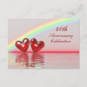 Ruby Hearts zum 40. Jahrestag Einladung
