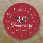 Ruby Hearts zum 40. Jahrestag Große Wanduhr<br><div class="desc">Entworfen,  um sich mit unserer Ruby Hearts Kollektion zum 40. Jubiläum abzustimmen. Mit feinen,  rubinen Herzen. Personalisieren Sie mit Ihren speziellen vierzig Jahren ruby-Jubiläum Informationen in schicken Schriften. Entwickelt von Thisisnotme©</div>