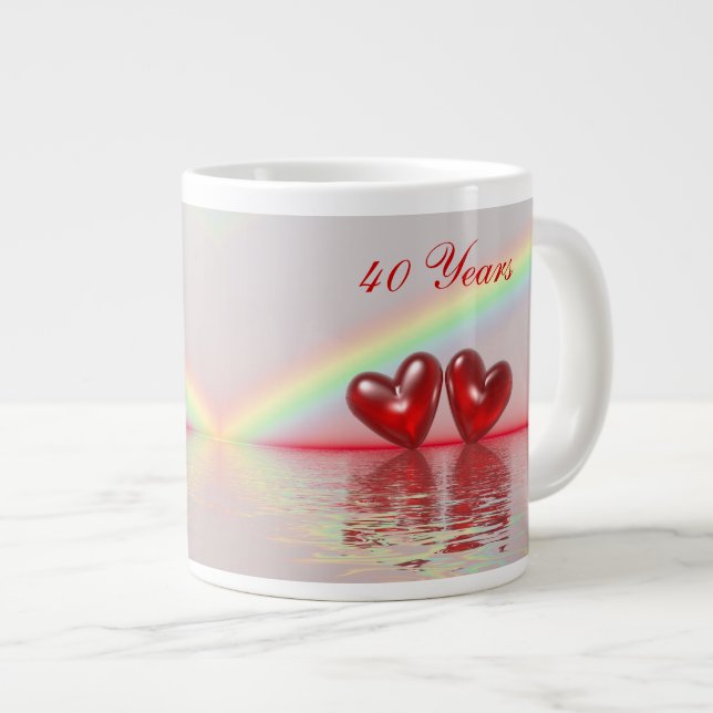 Ruby Hearts zum 40. Jahrestag Jumbo-Tasse (Vorderseite Rechts)