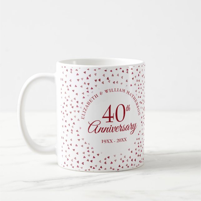 Ruby Hearts zum 40. Jahrestag Kaffeetasse (Links)