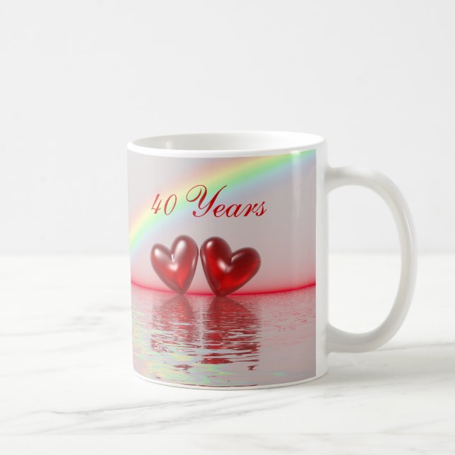 Ruby Hearts zum 40. Jahrestag Kaffeetasse (Rechts)