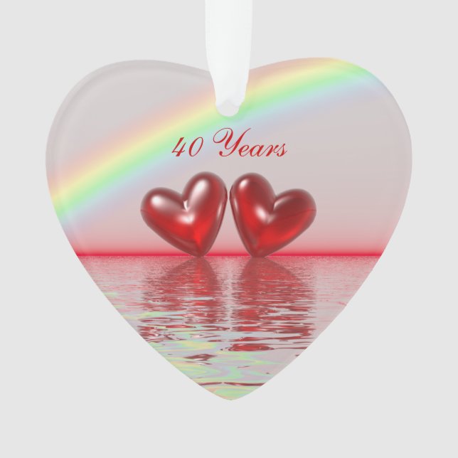 Ruby Hearts zum 40. Jahrestag Ornament (Vorderseite)