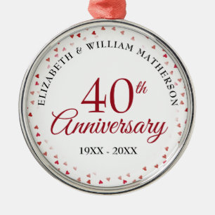 Ruby Hearts zum 40. Jahrestag Ornament Aus Metall