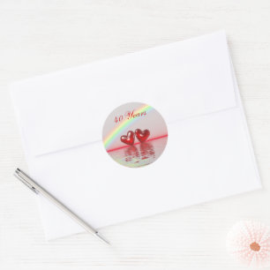 Ruby Hearts zum 40. Jahrestag Runder Aufkleber