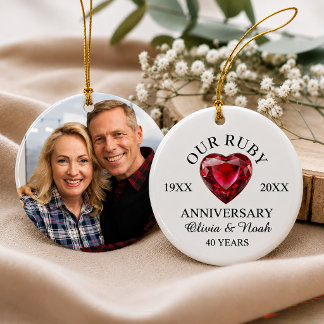 Ruby Herz 40. Hochzeitstag Personalisiert Keramik Ornament