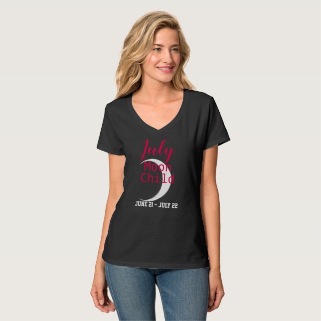 Ruby July Zodiac Crescent T-Shirt (Vorderseite Vollansicht)