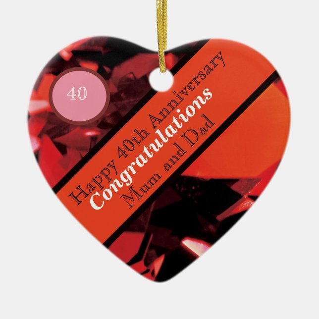 Ruby Keramik Ornament zum 40. Hochzeitstag (Vorne)