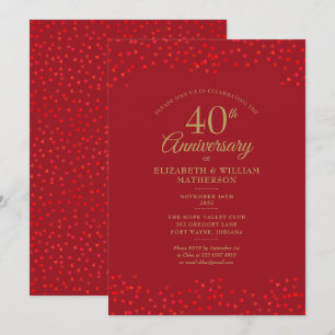 Ruby Liebe Hearts Confetti zum 40-jährigen Jubiläu Einladung
