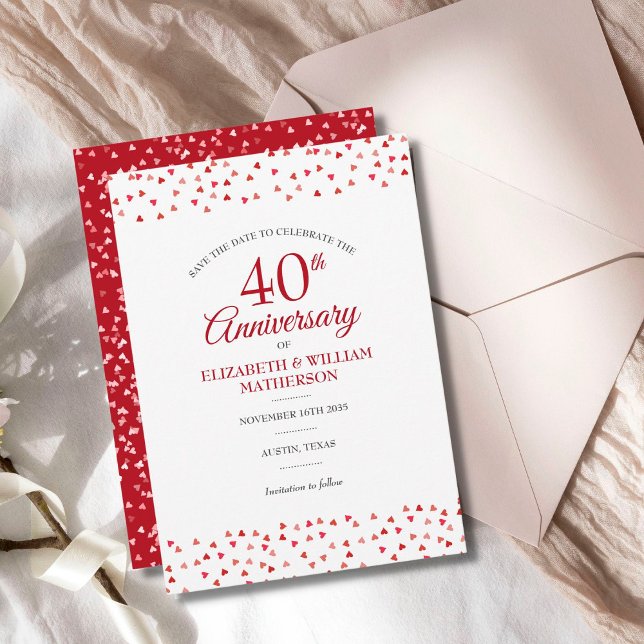 Ruby Liebe Hearts zum 40. Hochzeitstag Save The Date (Von Creator hochgeladen)