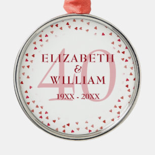 Ruby Liebe Hearts zum 40. Jahrestag Ornament Aus Metall