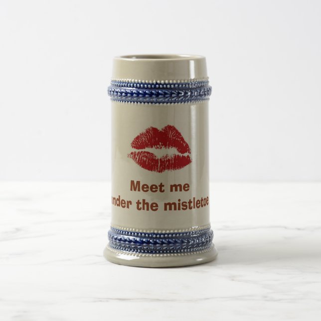 RUBY LIPS= "MEIN UNTER MISTLETOE" STEIN BIERGLAS (Mittel)