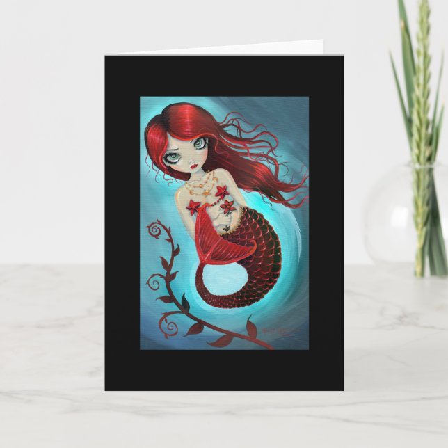 Ruby Mermaid Greeting Card Karte (Vorderseite)