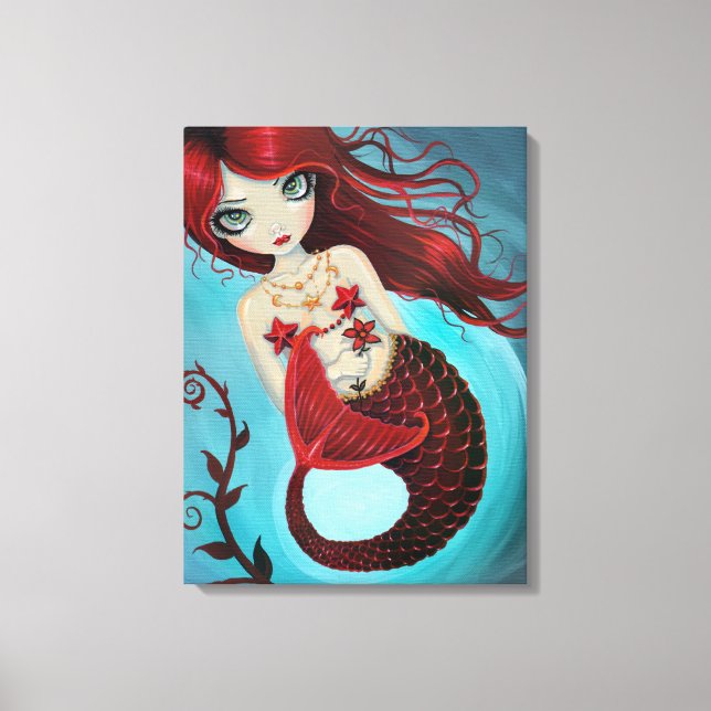 Ruby Mermaid Wrapped Canvas Print Leinwanddruck (Vorderseite)