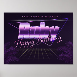 Ruby Name Vorname lila Retroplakat Geburtstag Poster