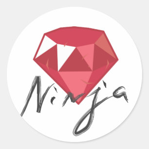 Ruby Ninja Gemstone Geek Runder Aufkleber