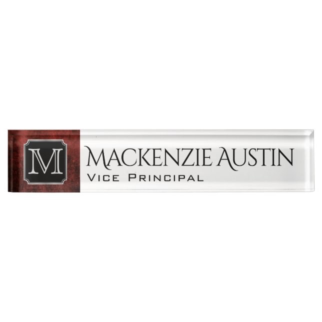 Ruby Office | Custom Scarlet Garnet Crimson Red | Namensplakette (Vorderseite)