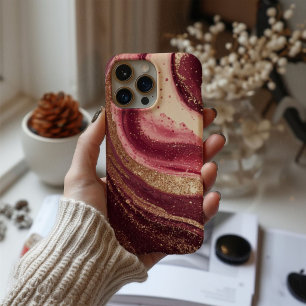 Ruby Opulence – Luxus-Bordeauxrot und kühnes Glamo iPhone 16 Hülle