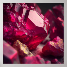 Ruby Ore Macro Poster - Atemberaubende Marmorablag