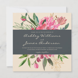 Ruby Peony Floral Wedding Einladung | Platz
