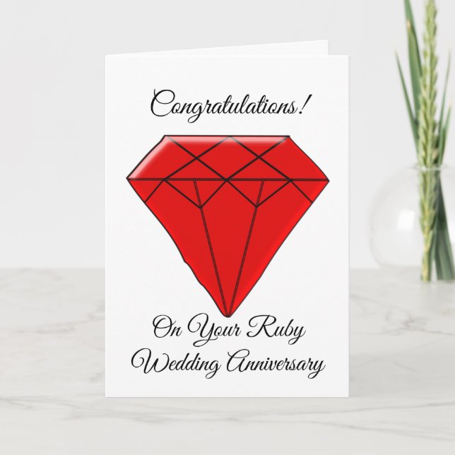 Ruby Personalisiert 40. Wedding Anniversary Card Karte (Vorderseite)