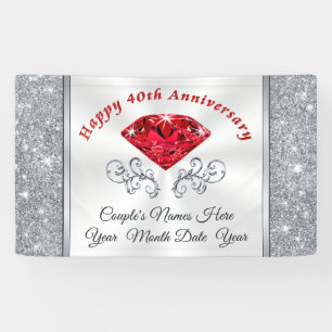 Ruby Personalisiert Happy 40th Anniversary Banner