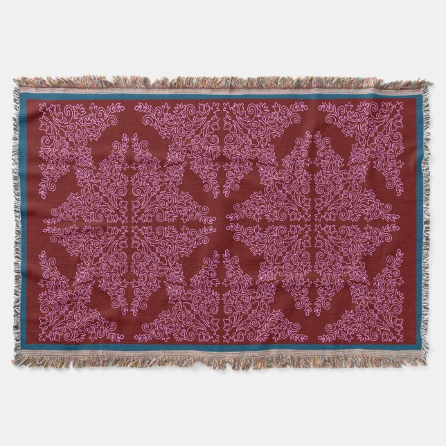 Ruby Pink Blue Pattern Throw Blanket Decke (Vorderseite)