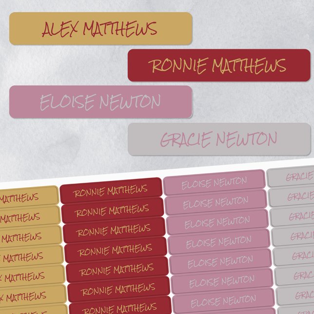 Ruby Pink Farbe Coded Penne Name Wasserdicht Etiketten (Von Creator hochgeladen)