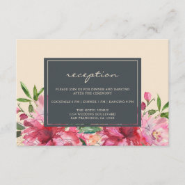 Ruby Pink Peony Botanical Ivory Wedding Begleitkarte