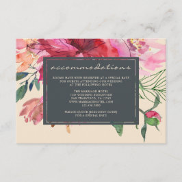 Ruby Pink Peony Botanical Ivory Wedding Begleitkarte