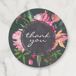 Ruby Pink Peony Botanical Wedding Vielen Dank Geschenkanhänger