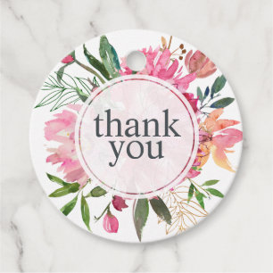 Ruby Pink Peony Botanical Wedding Vielen Dank Geschenkanhänger