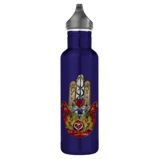 Ruby Pomegranate Heart Red Bird Hamsa Edelstahlflasche (Rechts)
