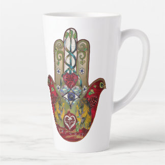 Ruby Pomegranate Heart Red Bird Hamsa Milchtasse