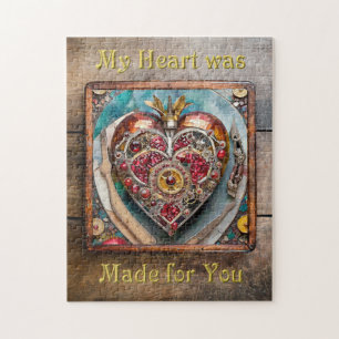 Ruby Pomegranate Heart Steampunk Serie Puzzle