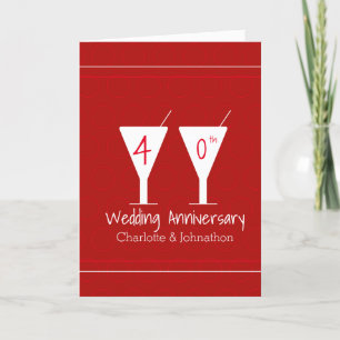 Ruby Red 40 Jahre Hochzeitssaison Cocktail Glas Karte