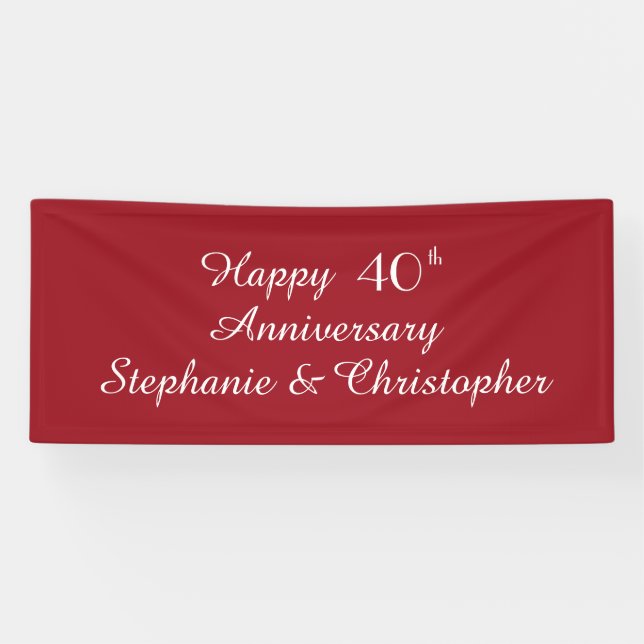Ruby Red 40 Jahre Party Elegant Banner (Horizontal)