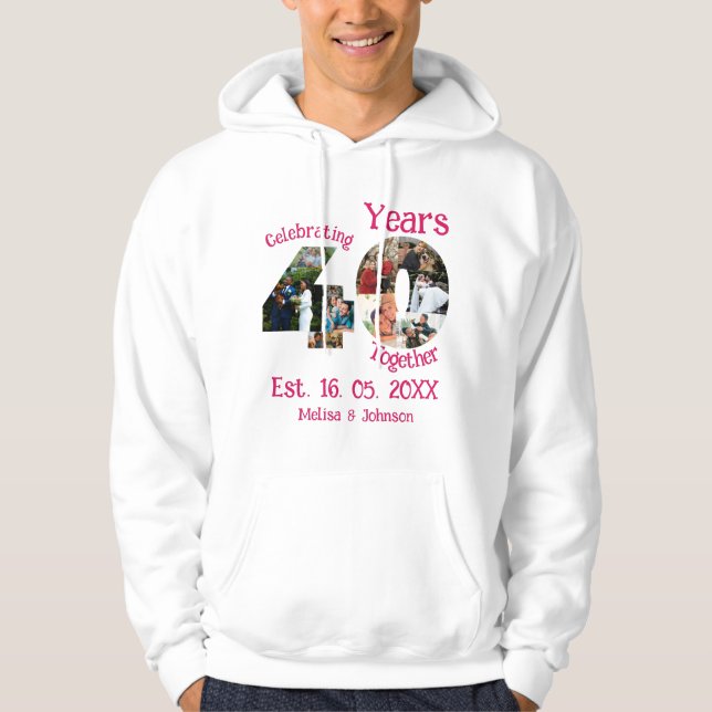 Ruby Red 40th Wedding Anniversary 11 Foto Collage Hoodie (Vorderseite)