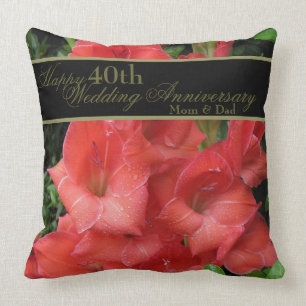 Ruby Red 40th Wedding Anniversary Mama und Vater Kissen