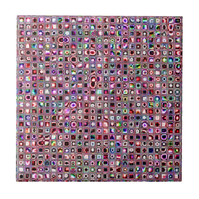 Ruby Red 'Bijoux' Textured Mosaic Tiles Pattern Fliese (Vorderseite)