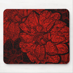 Ruby Red & Black Dahlia Blume Mousepad