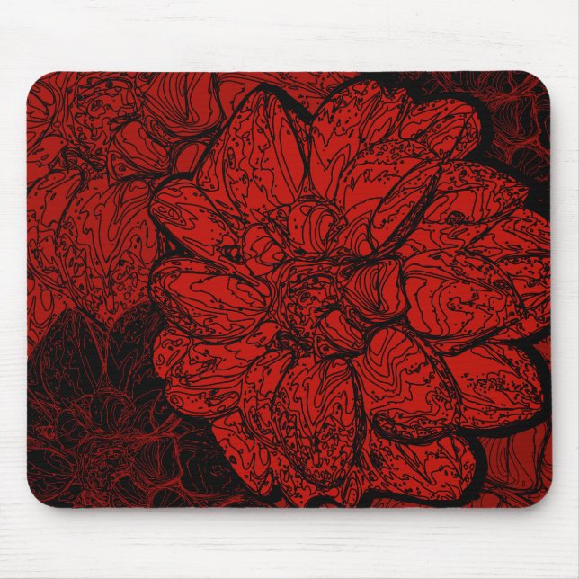 Ruby Red & Black Dahlia Blume Mousepad (Vorne)