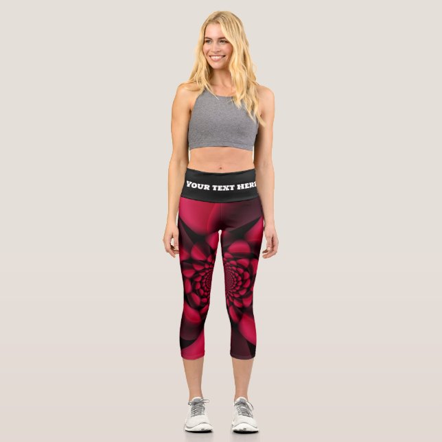 Ruby Red Black Petal Capri Leggings (Vorderseite)