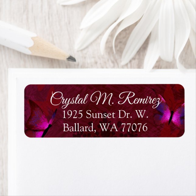 Ruby Red Butterfly Return Address Label (Insitu)