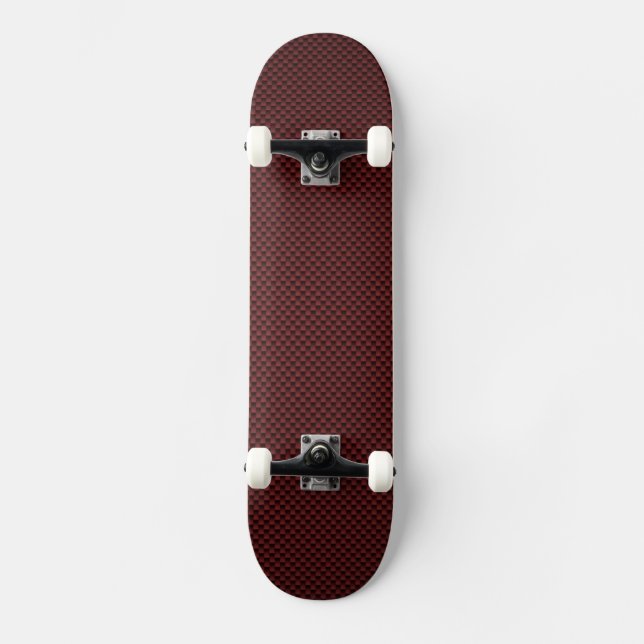 Ruby Red Carbon Fibre Style Druckdekor Skateboard (Vorderseite)