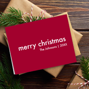 Ruby Red Christmas Burgund Modernes Minimalistis Feiertagskarte