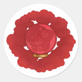 Ruby Red Cracked Crystal Ball Runder Aufkleber